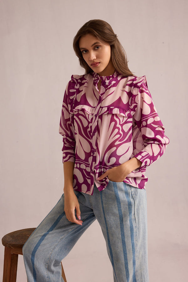 Valeria's Grace Top In Purple - Myra USA