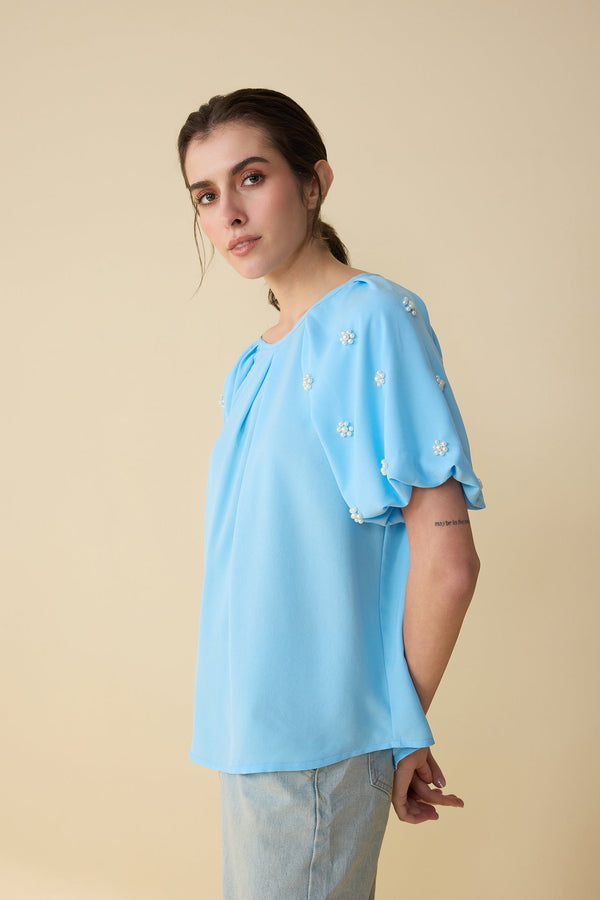 Poloma Kai Flow Top In Blue - Myra USA