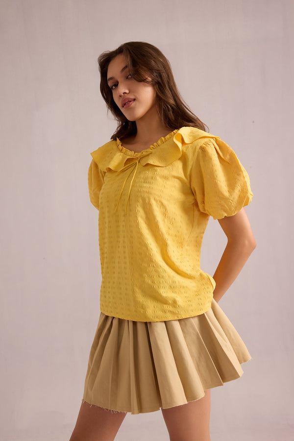 Layla Golden Top In Yellow - Myra USA