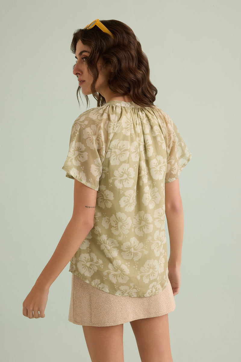 Love of Lydia Floral Top In Olive Green