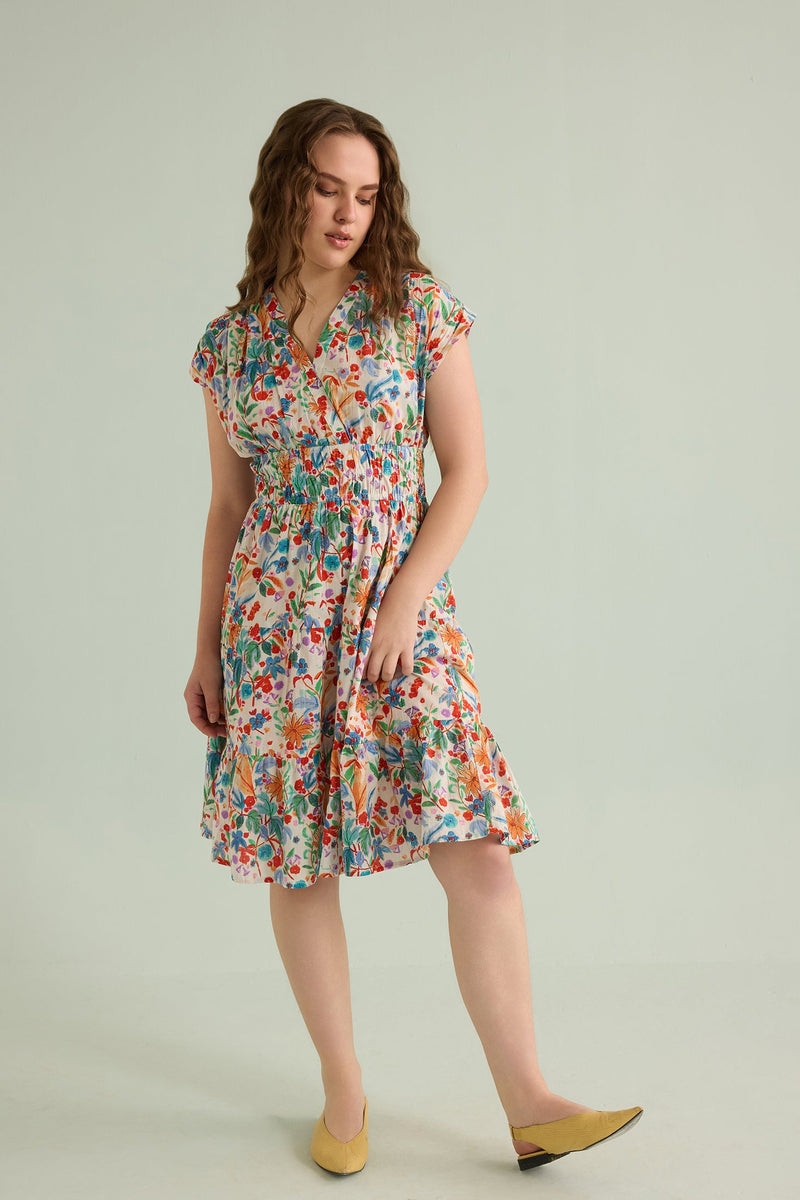 Glorious Morn Empire Waist Dress In Multicolor