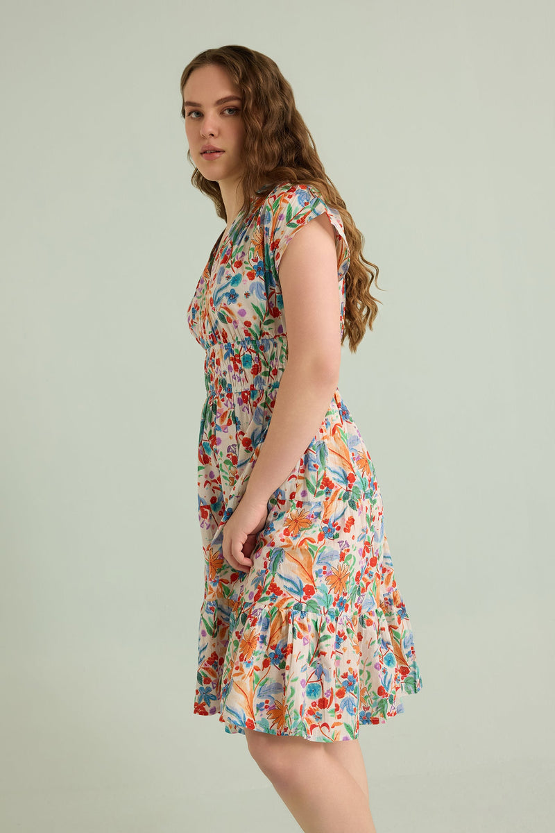 Glorious Morn Empire Waist Dress In Multicolor