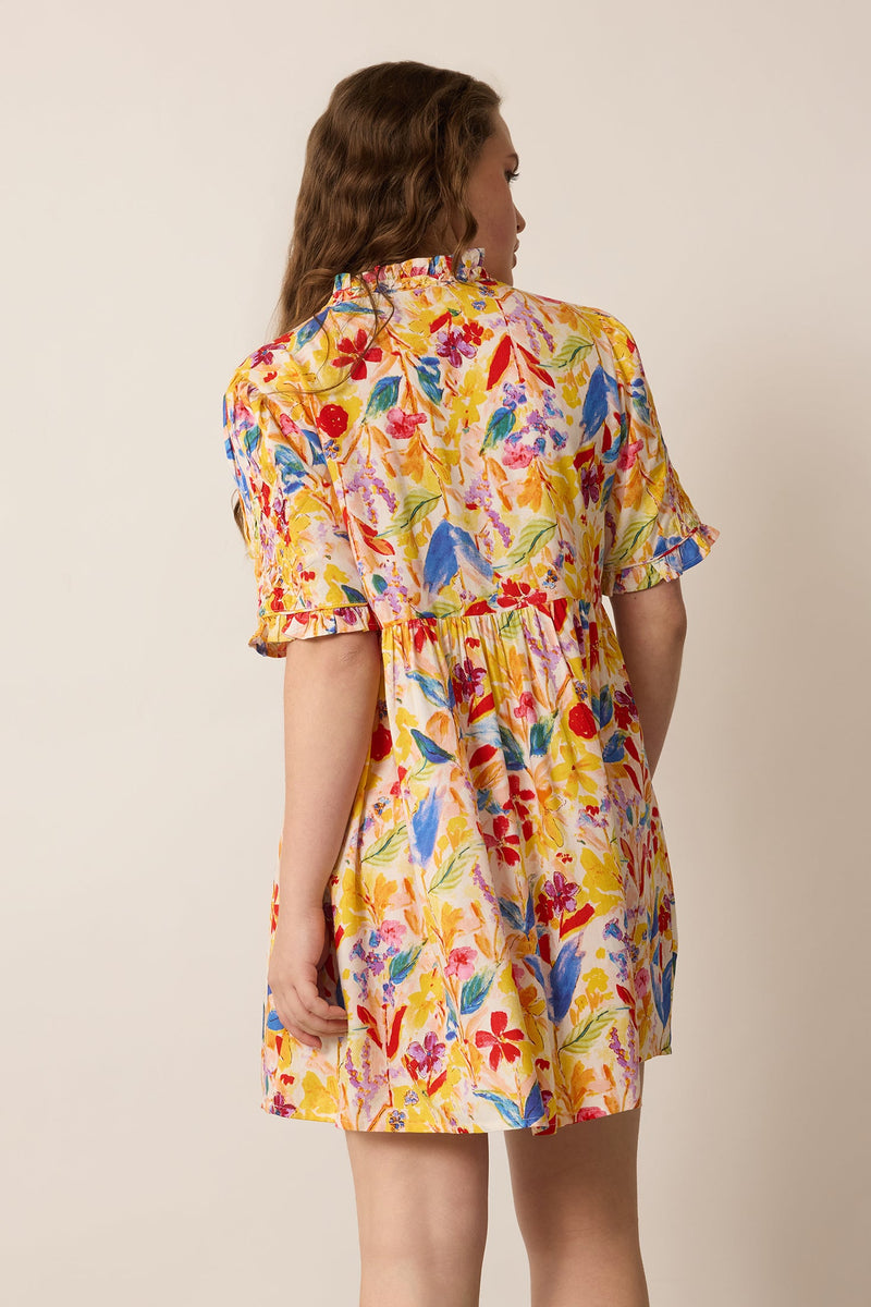 Camellia Floral Pattern Dress  In Multicolor