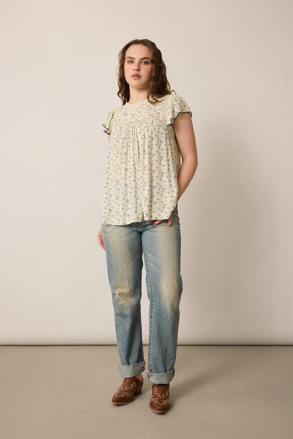 Jerrilou Floral Top  In Off White