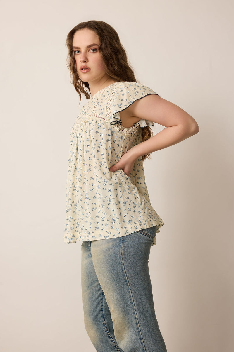 Jerrilou Floral Top  In Off White