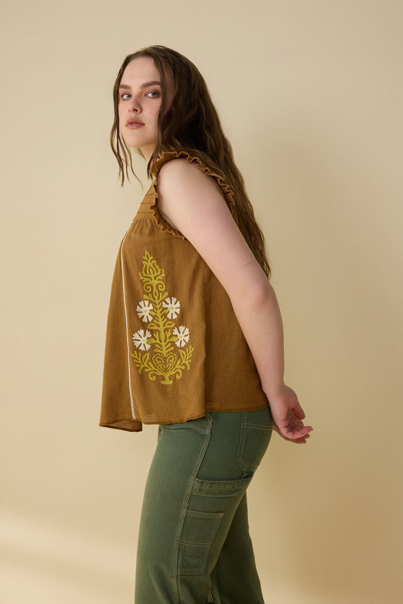 Odessa Whisper Top In Dark Green