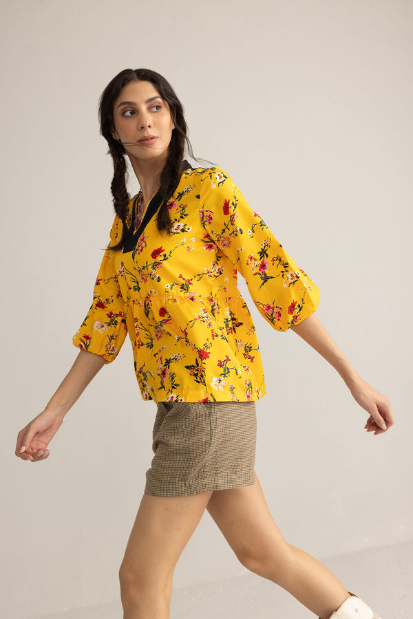 Zinnia Blaze Tunic Top in Marigold Rush - Myra USA