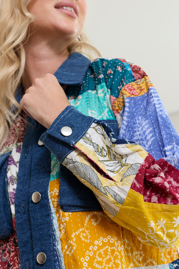 Loretta's Wild Patchwork Jacket in Painted Denim - Myra USA