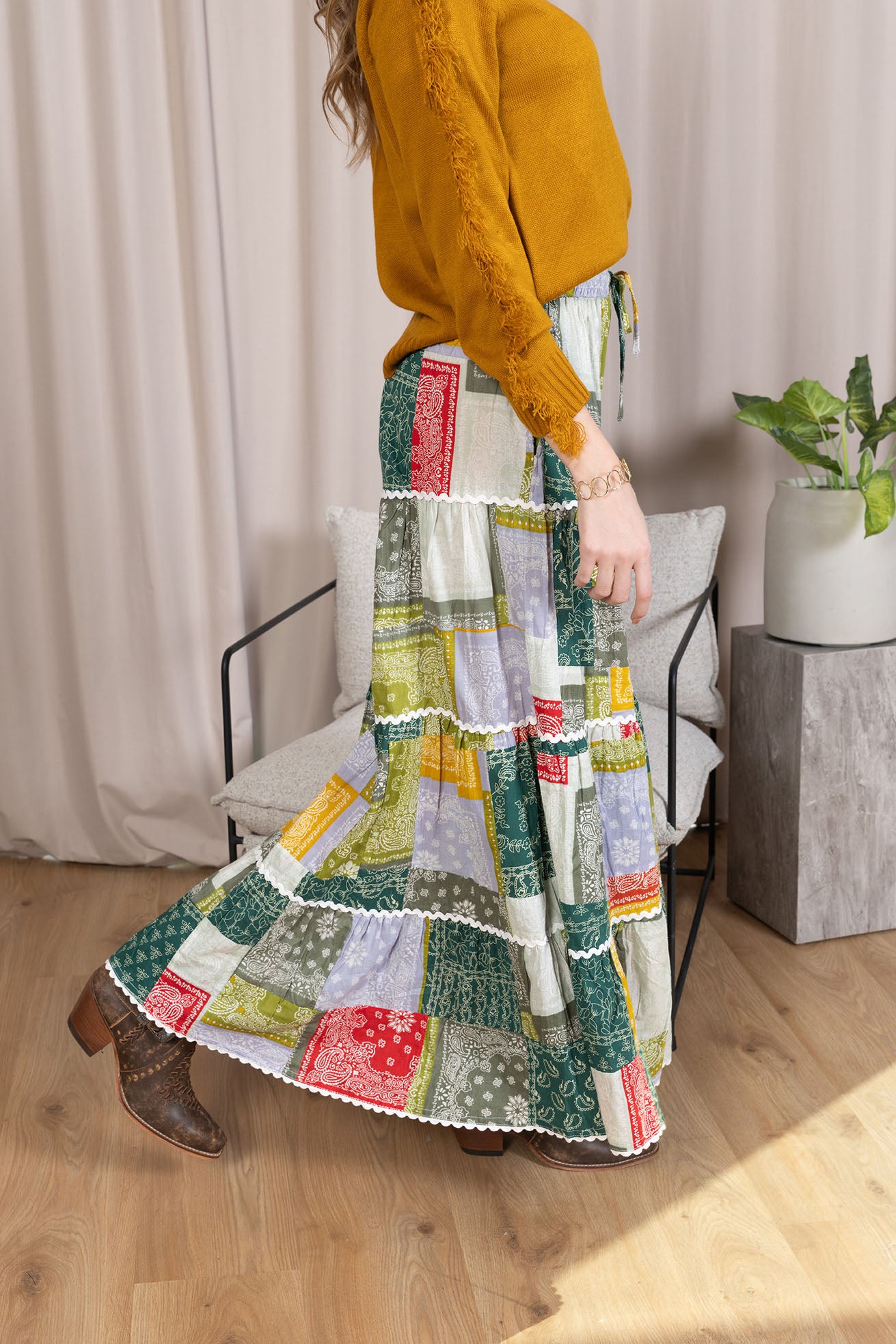 Junebug Patchwork Skirt in  Vintage Mix - Myra USA