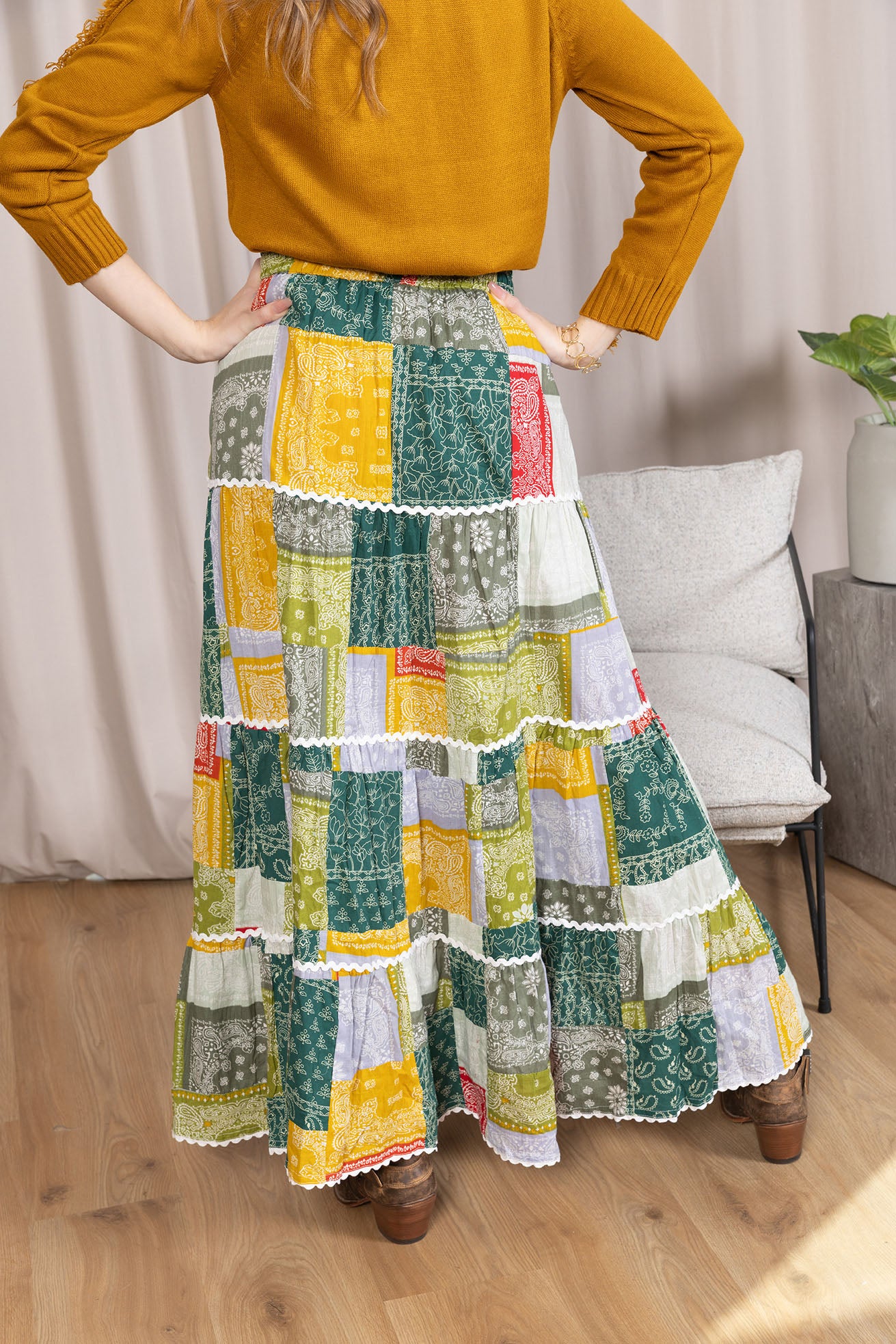 Junebug Patchwork Skirt in  Vintage Mix - Myra USA