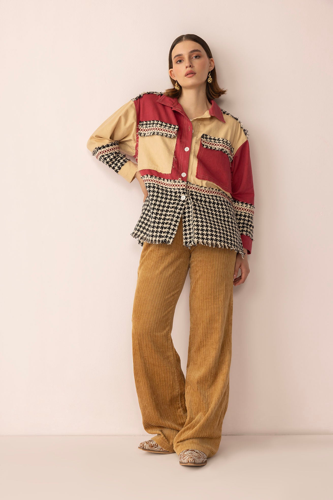 Mabel’s Moonshine Stitch Shacket in Red Clay