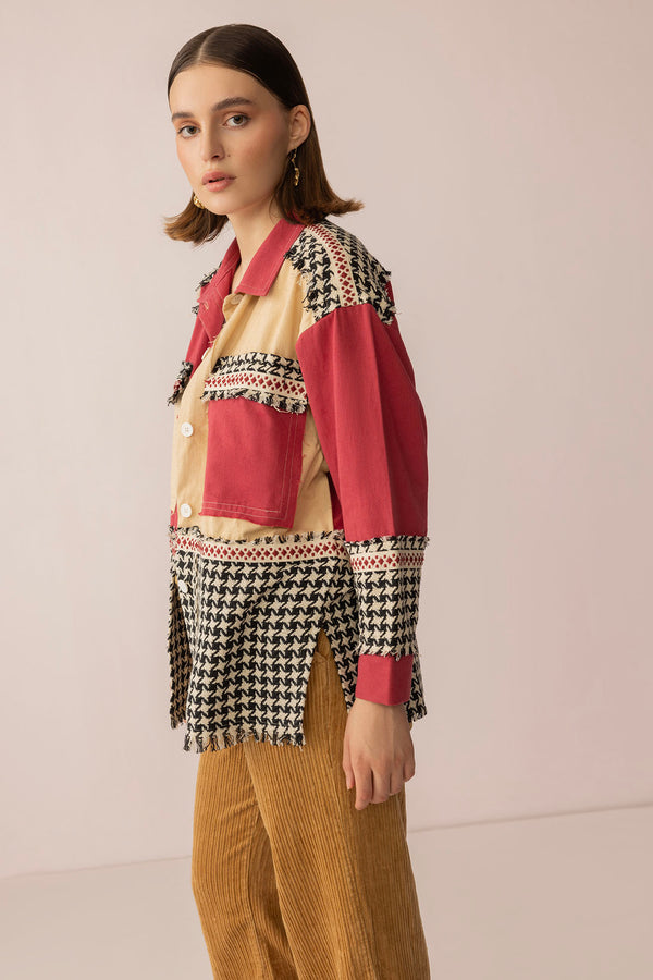 Mabel’s Moonshine Stitch Shacket in Red Clay - Myra USA