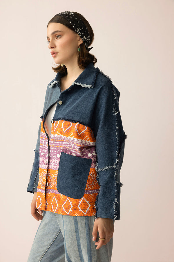 The Tessa Dune Shacket in Copper Denim - Myra USA