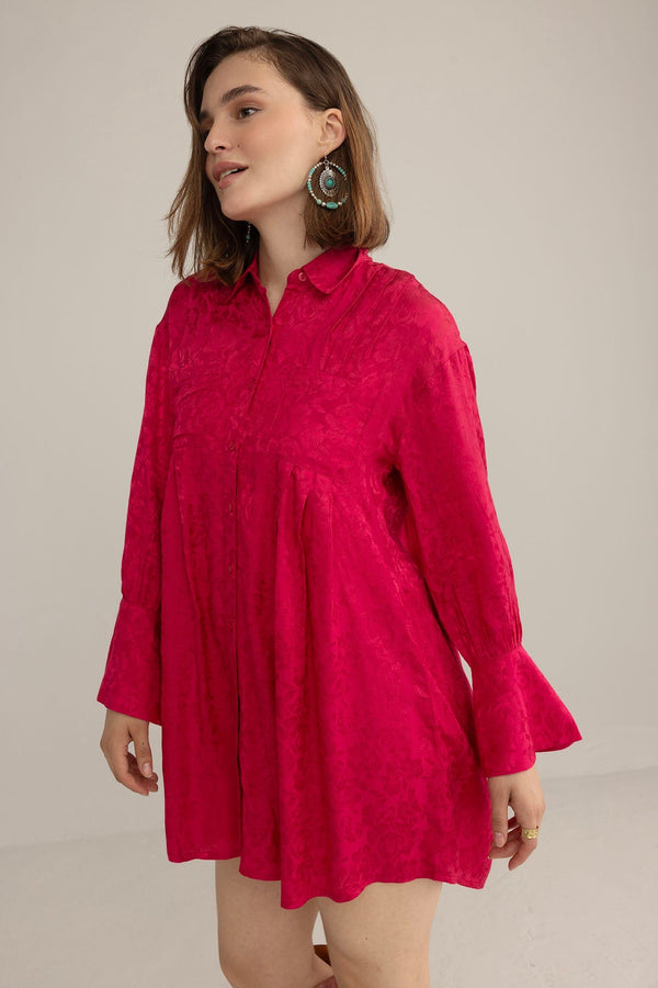 The Elowen Belle Woven Dress in Wine Pink - Myra USA
