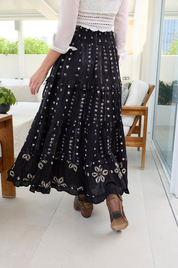 Clover Noir Cotton Skirt Ink Black - Myra USA