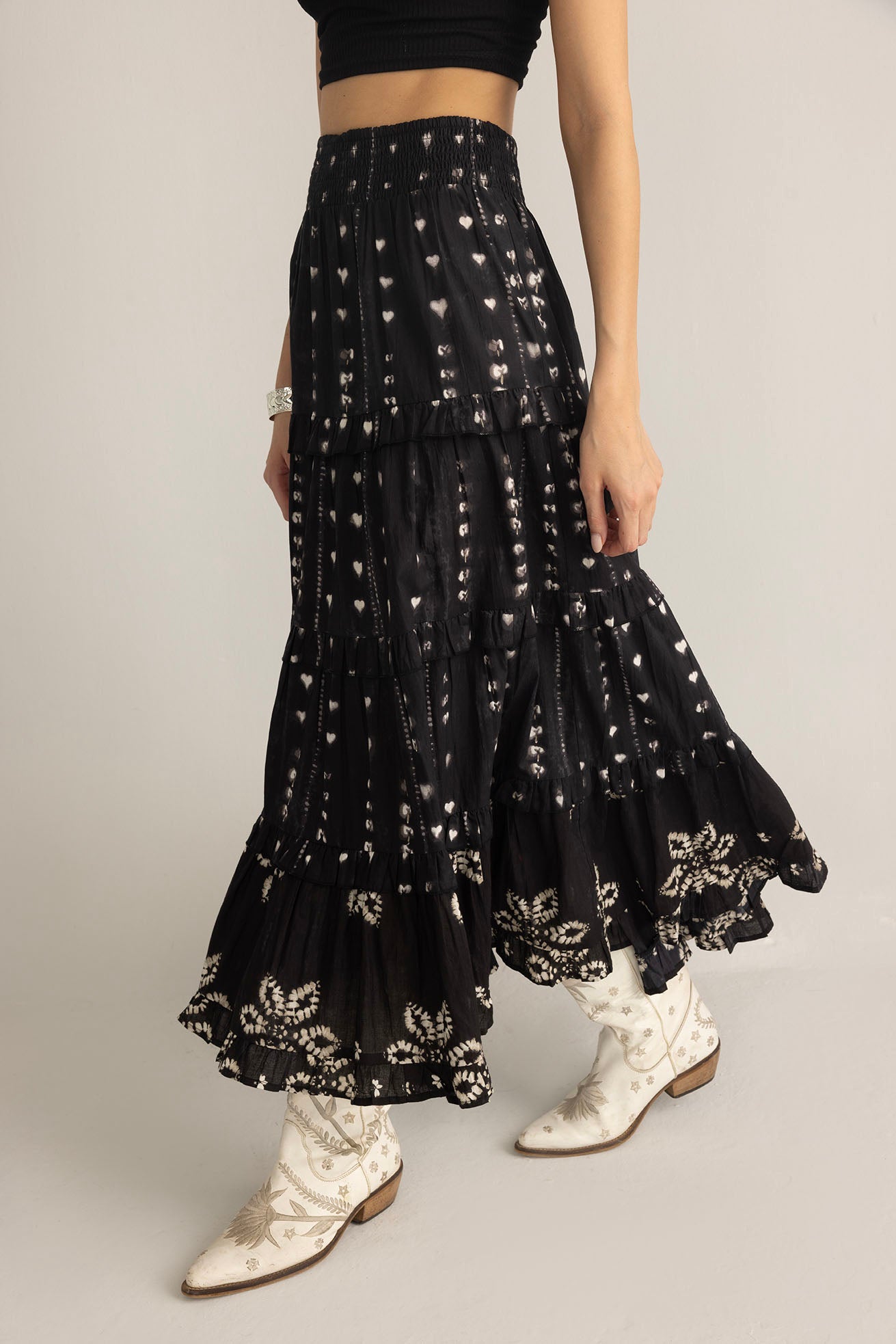 Clover Noir Cotton Skirt Ink Black