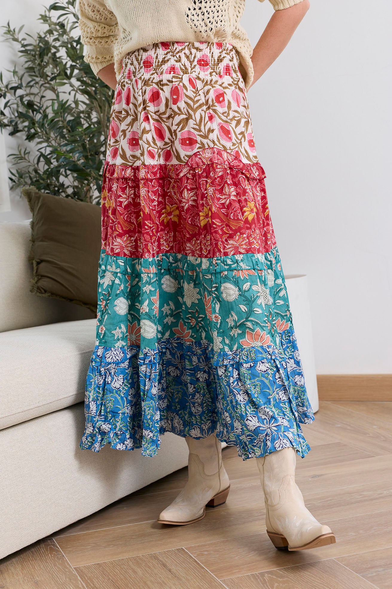 Kismet Patchplay Skirt in Poppy Bloom - Myra USA