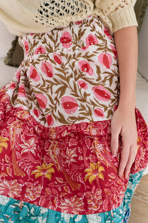 Kismet Patchplay Skirt in Poppy Bloom - Myra USA