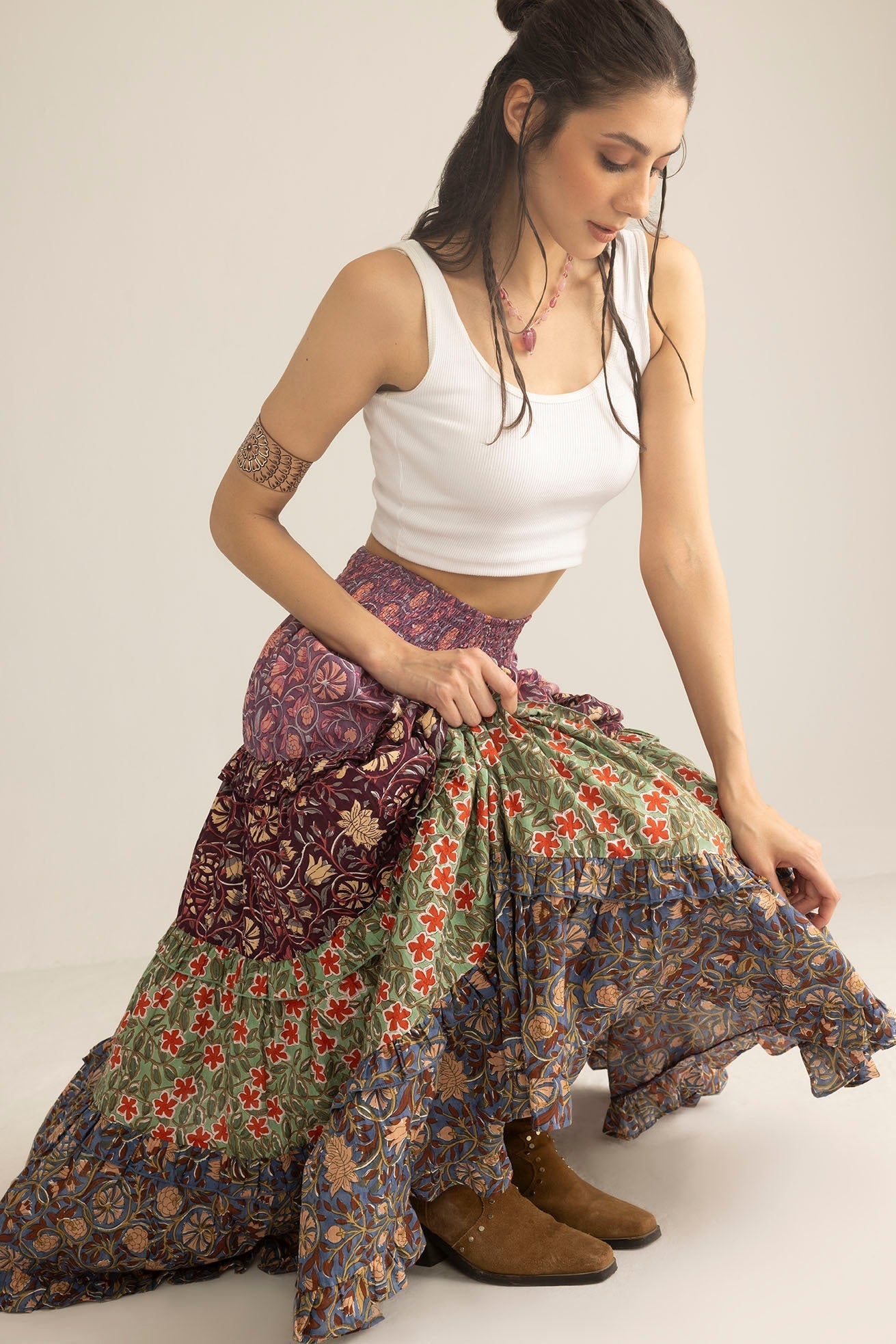 Kismet Patchplay Skirt in Mix-Match Print - Myra USA
