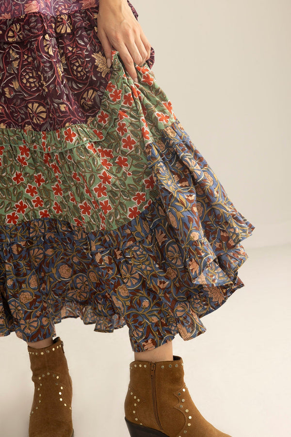 Kismet Patchplay Skirt in Mix-Match Print - Myra USA