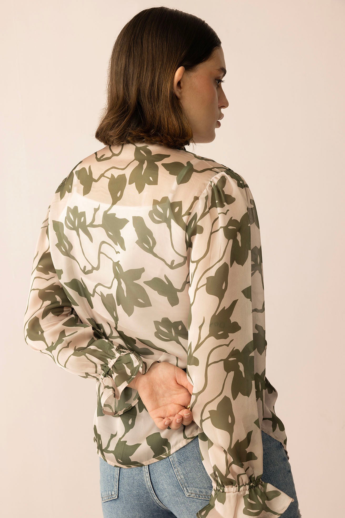 Forest Muse Printed Top in Olive Bloom