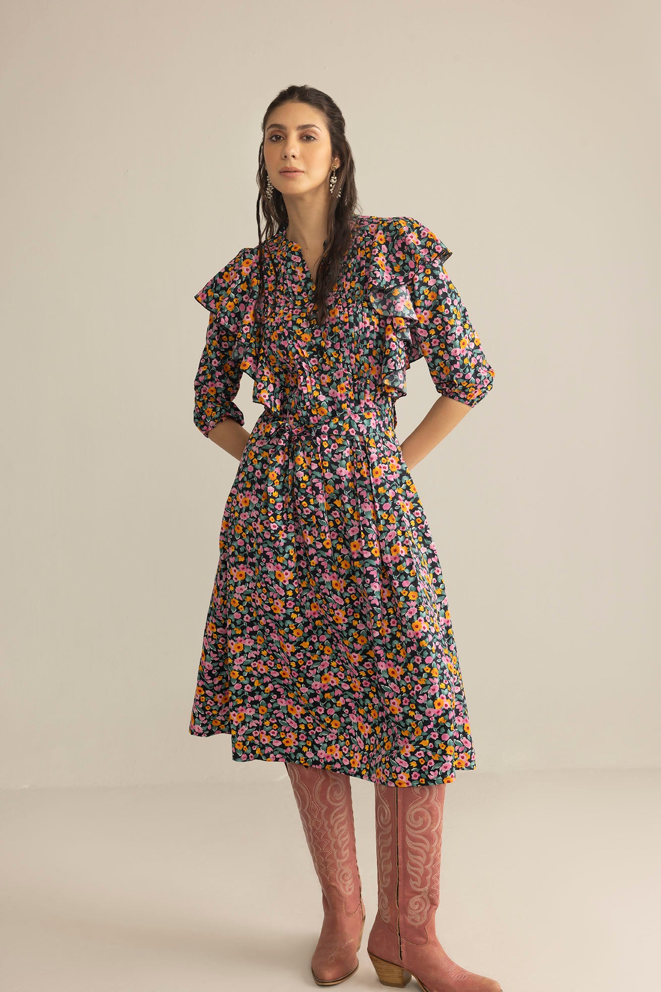 Confetti Crush Printed Dress in Wild Fuchsia