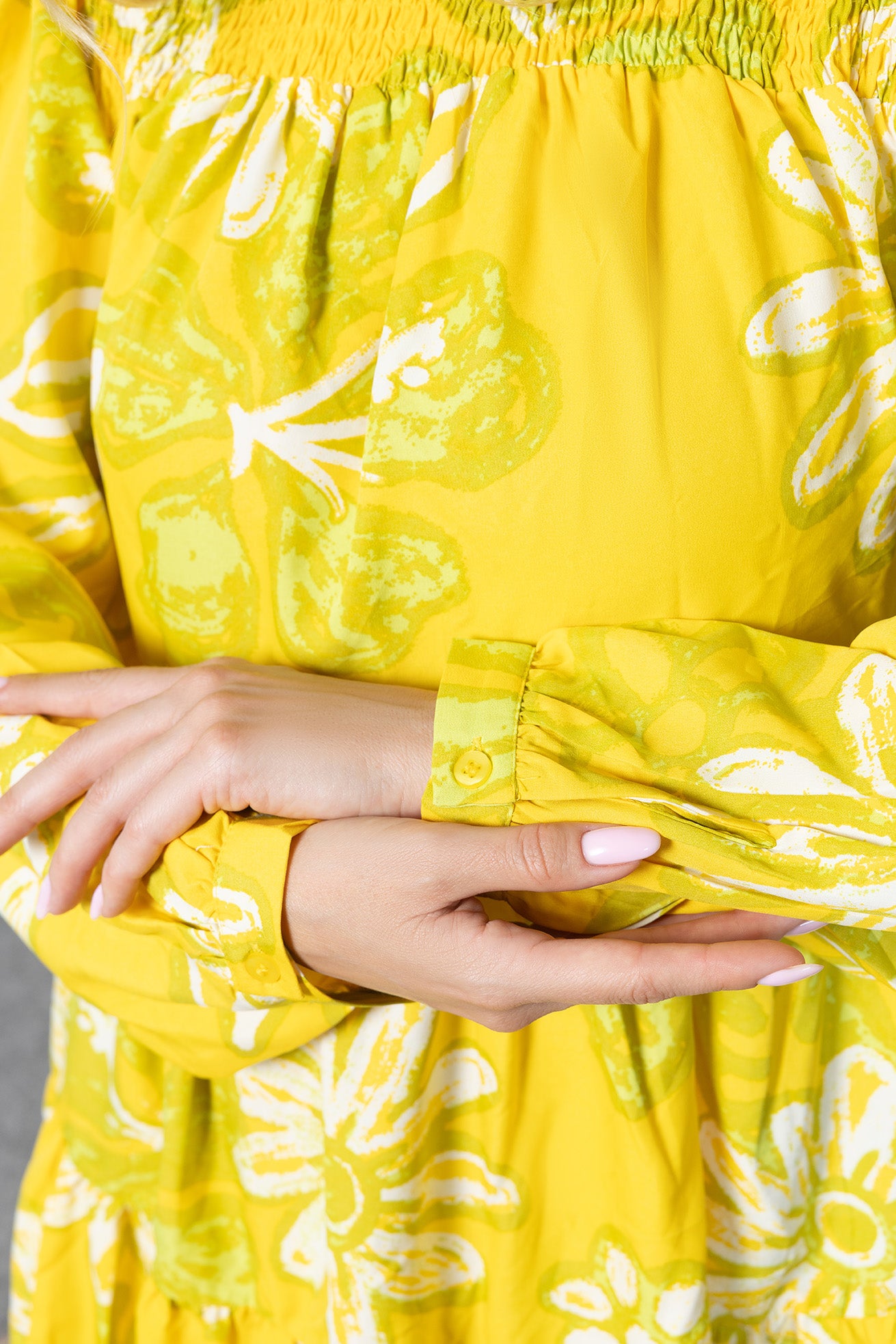 Wild Sienna Ruffle Dress in Yellow Floral print - Myra USA