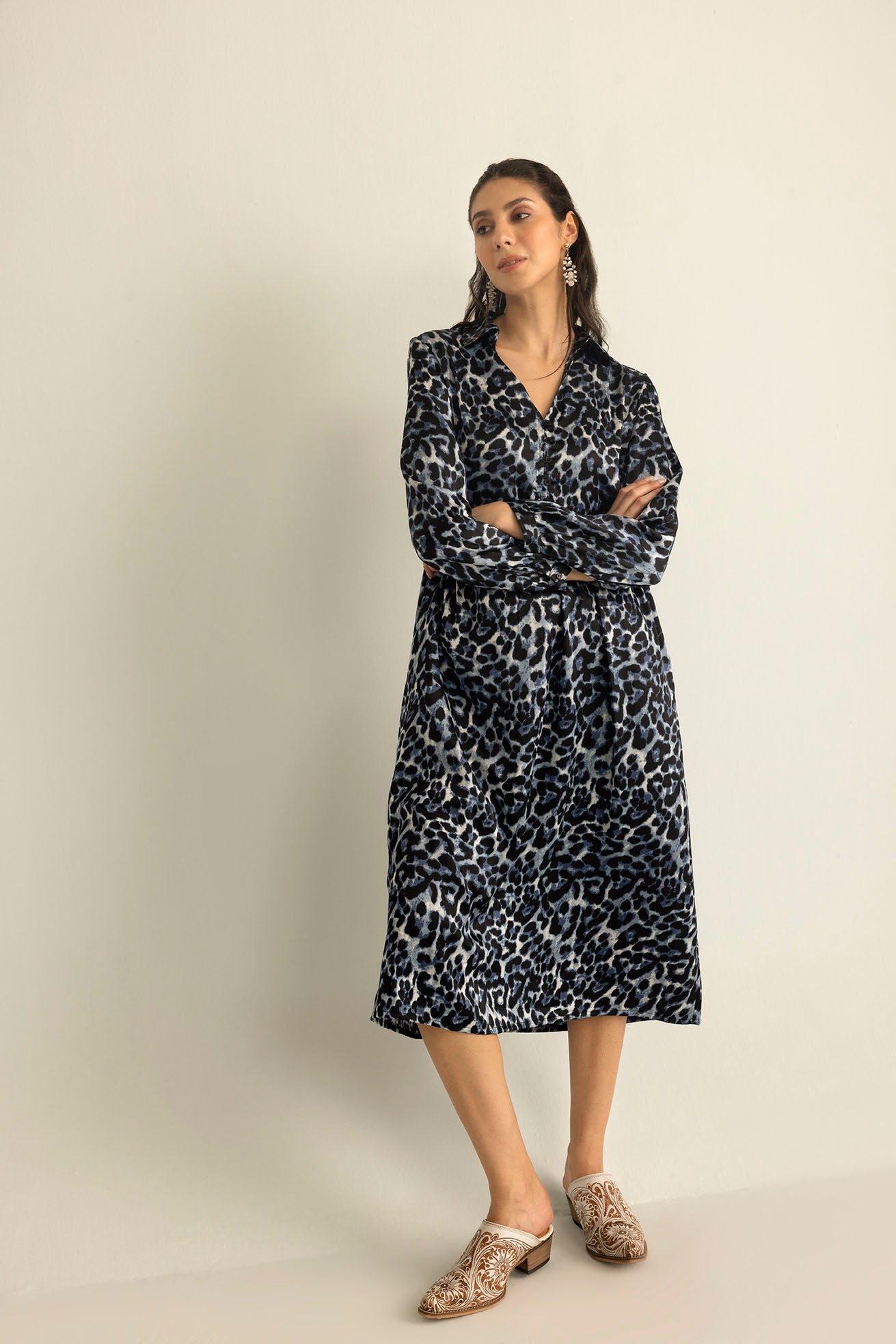 Palm Theory Maxi Dress in Twilight Navy