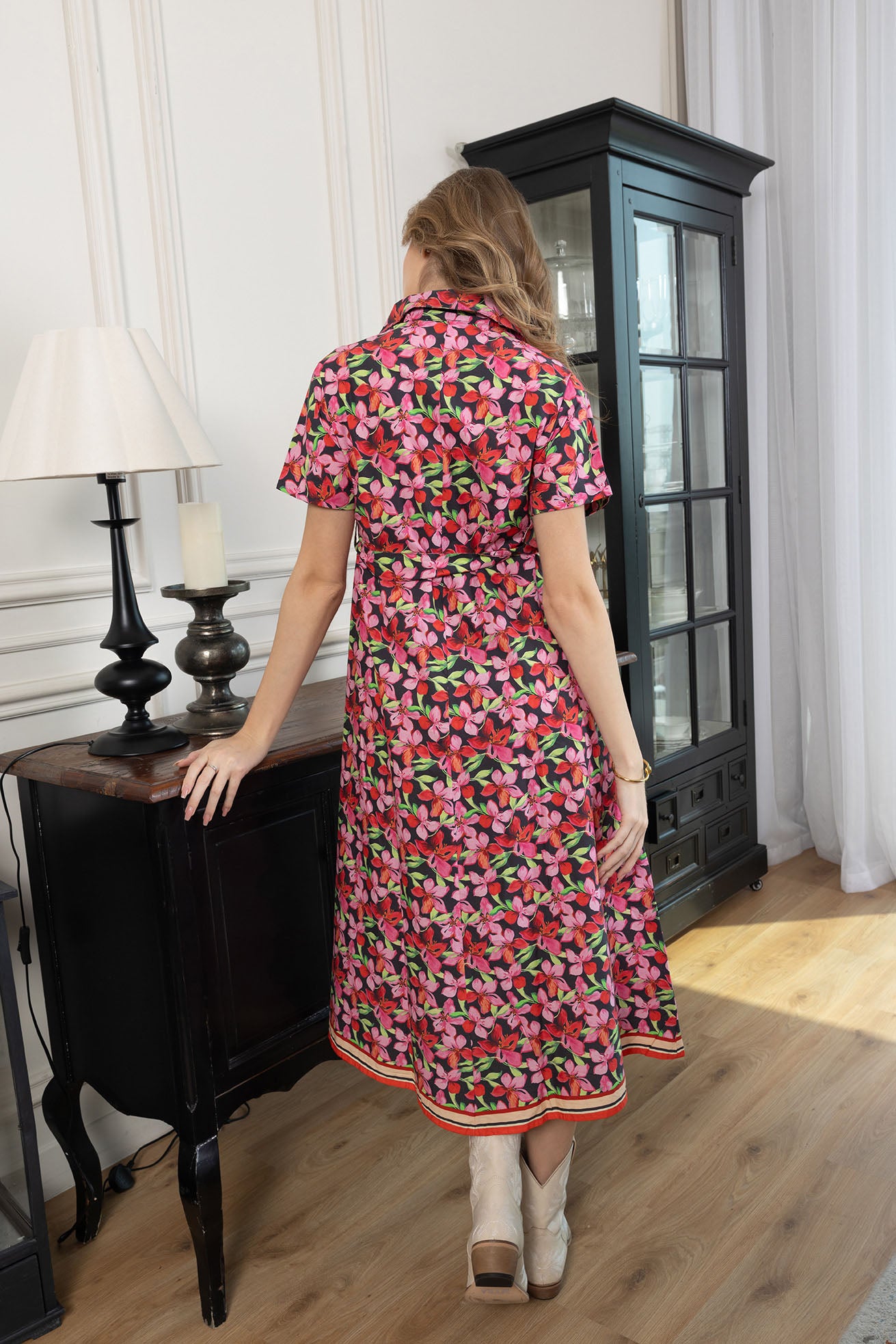 Hibiscus Rush Shirt Dress in Bloom Pink - Myra USA