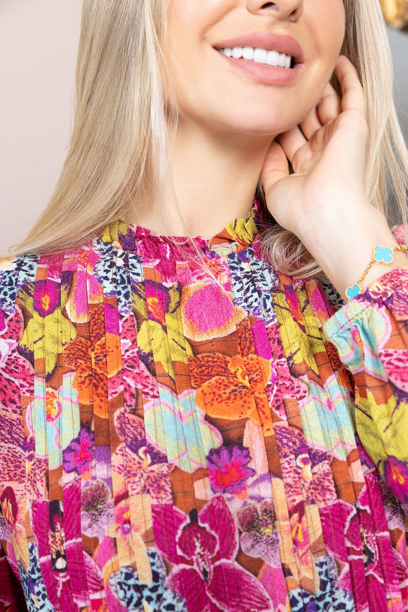 Chromaflora Highneck Top in Jungle Bloom - Myra USA