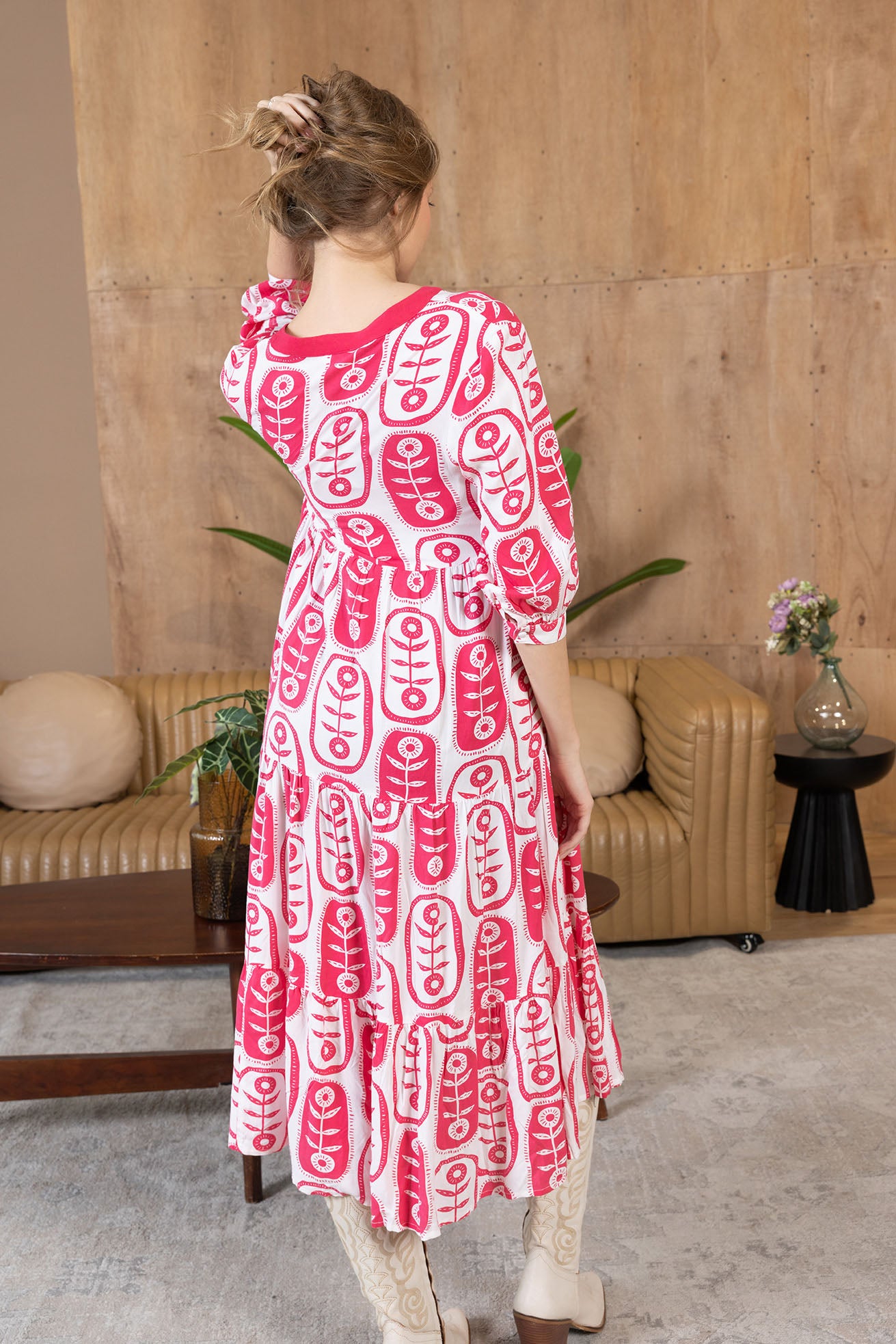 The Herbarium Long Dress in Ivory Pink - Myra USA
