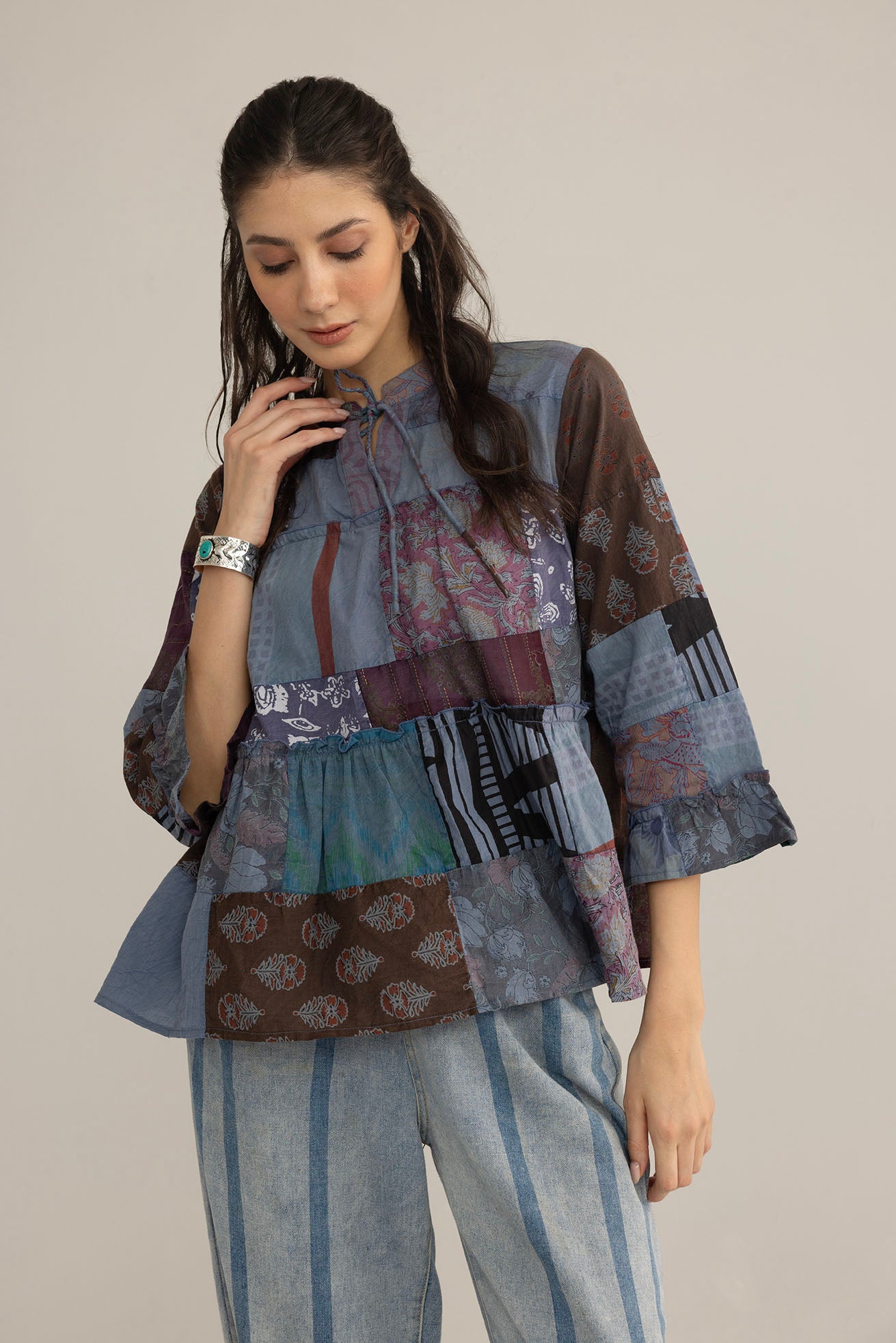 Bohera Tangled Spice Patchwork Top in Caravan Red