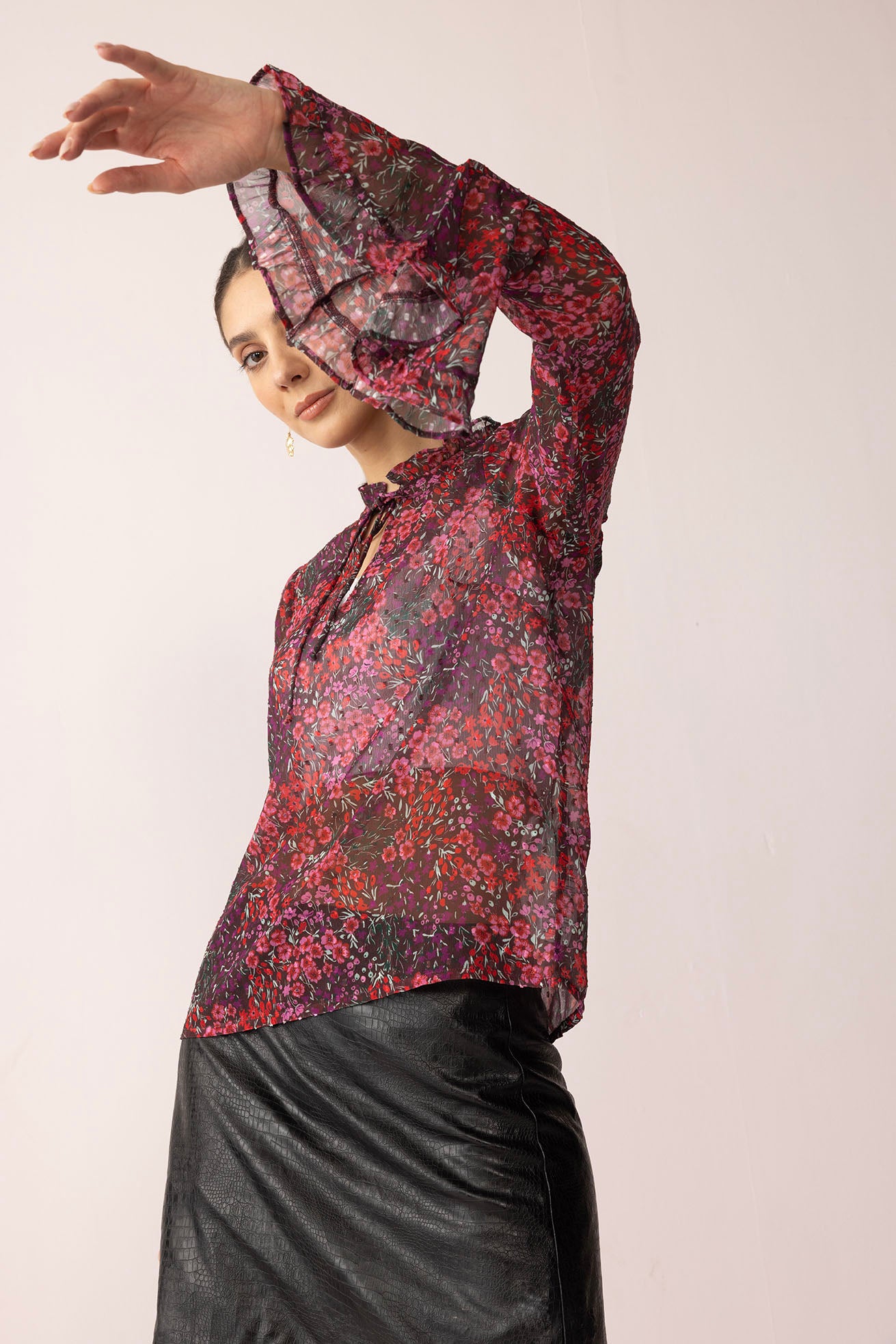 Rosette Reverie Top in Berry Bloom