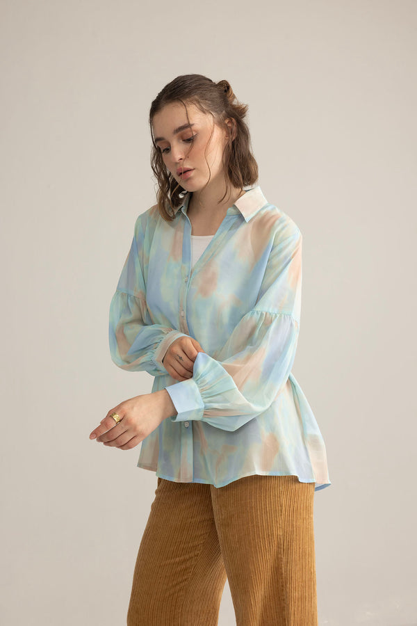 Elysia Printed Shirt in Lunar White - Myra USA