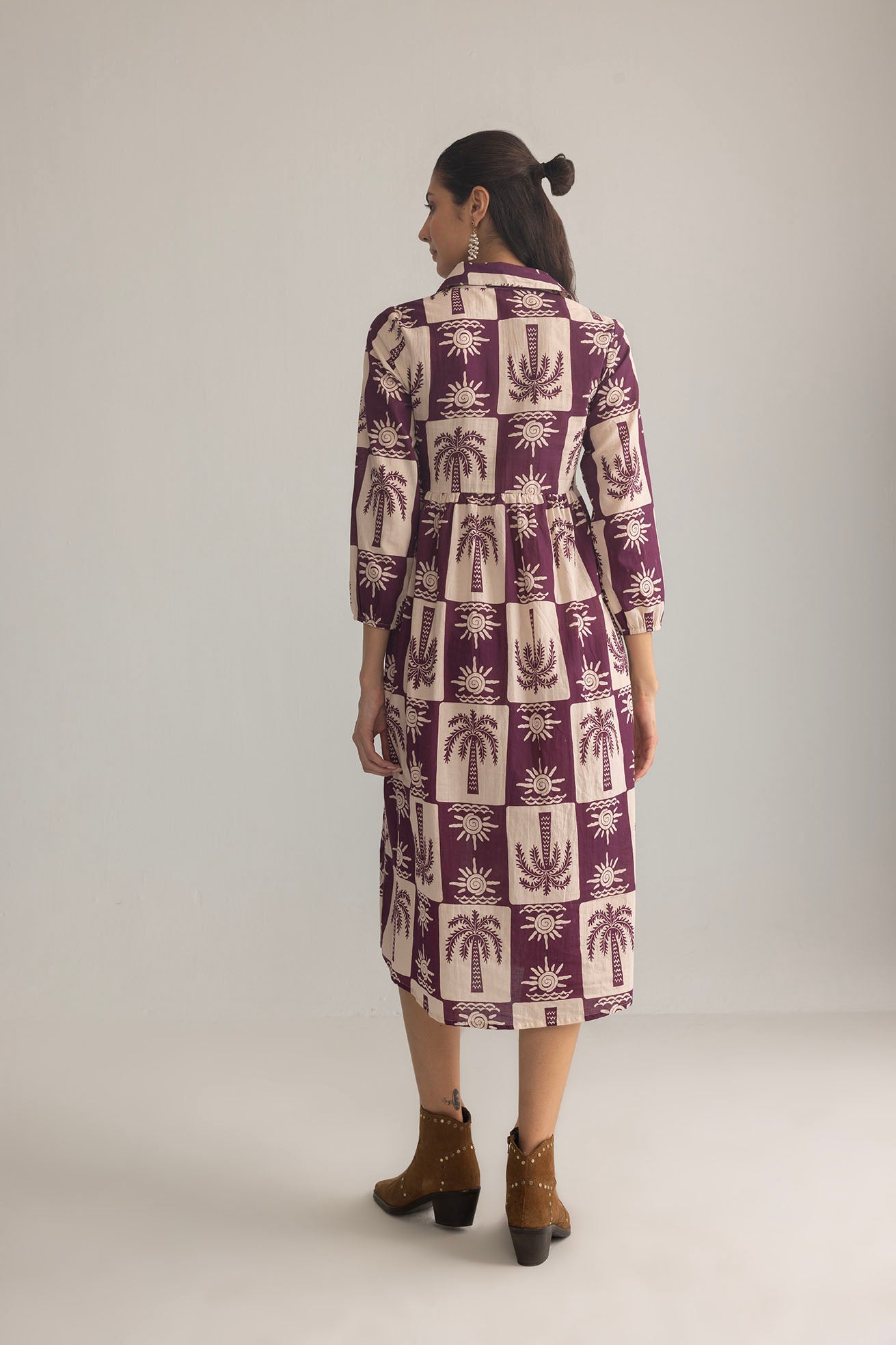 Palm Theory Maxi Dress in Plum & Cream