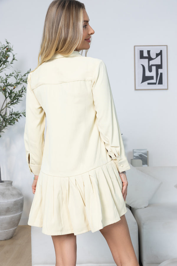 Blush Hour Pleated Mini Dress in Chino Green - Myra USA
