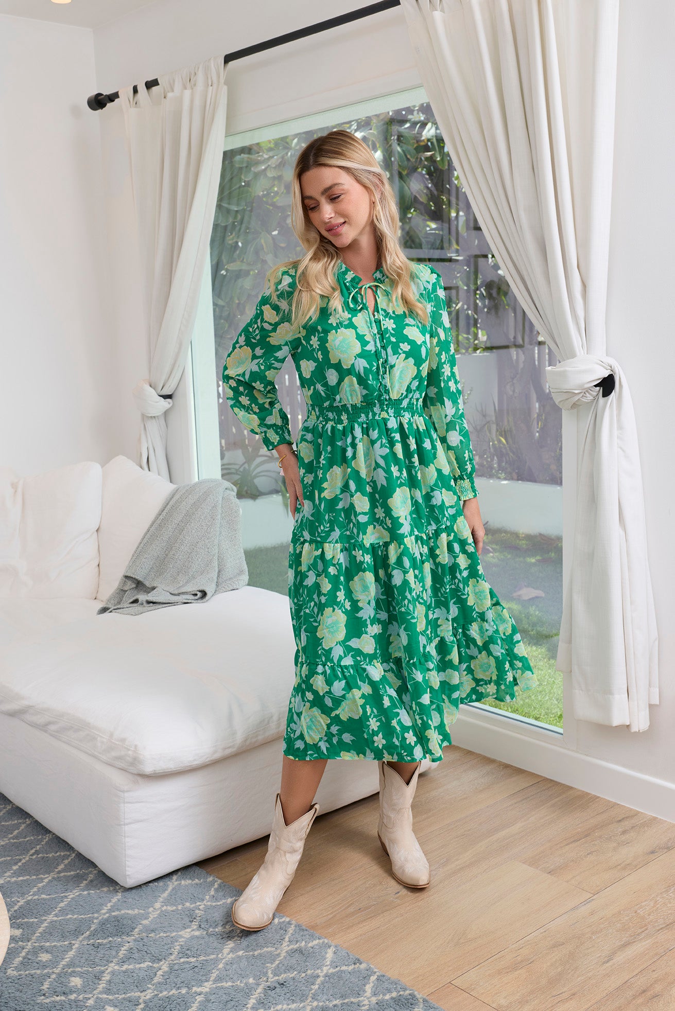 Fleur de Dusk Dress in Green - Myra USA