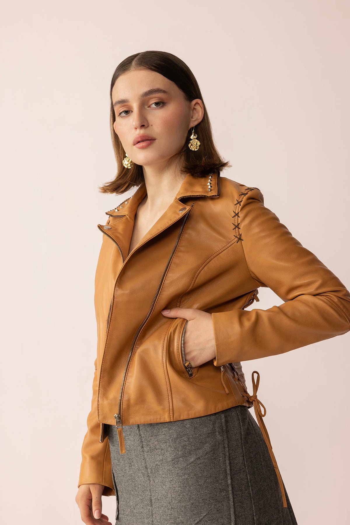 Saddle Soul Leather Jacket in Desert Toffee - Myra USA