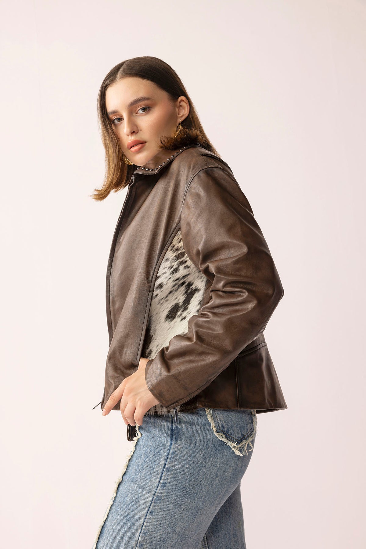 Emberhide Leather Jacket in Buckle Brown - Myra USA
