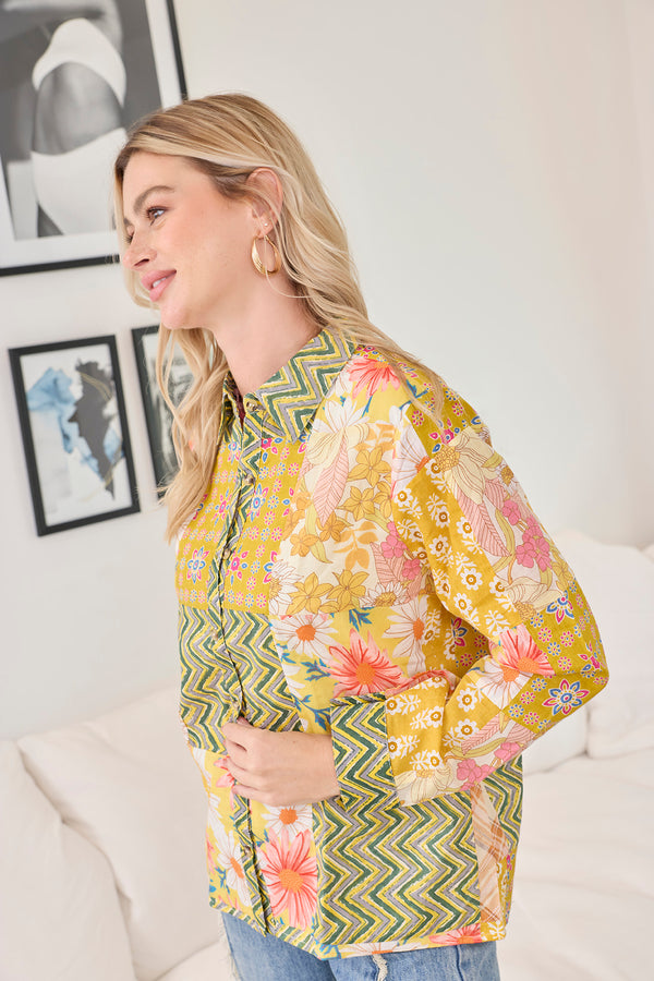 Zest & Bloom Shirt in Boho Yellow - Myra USA