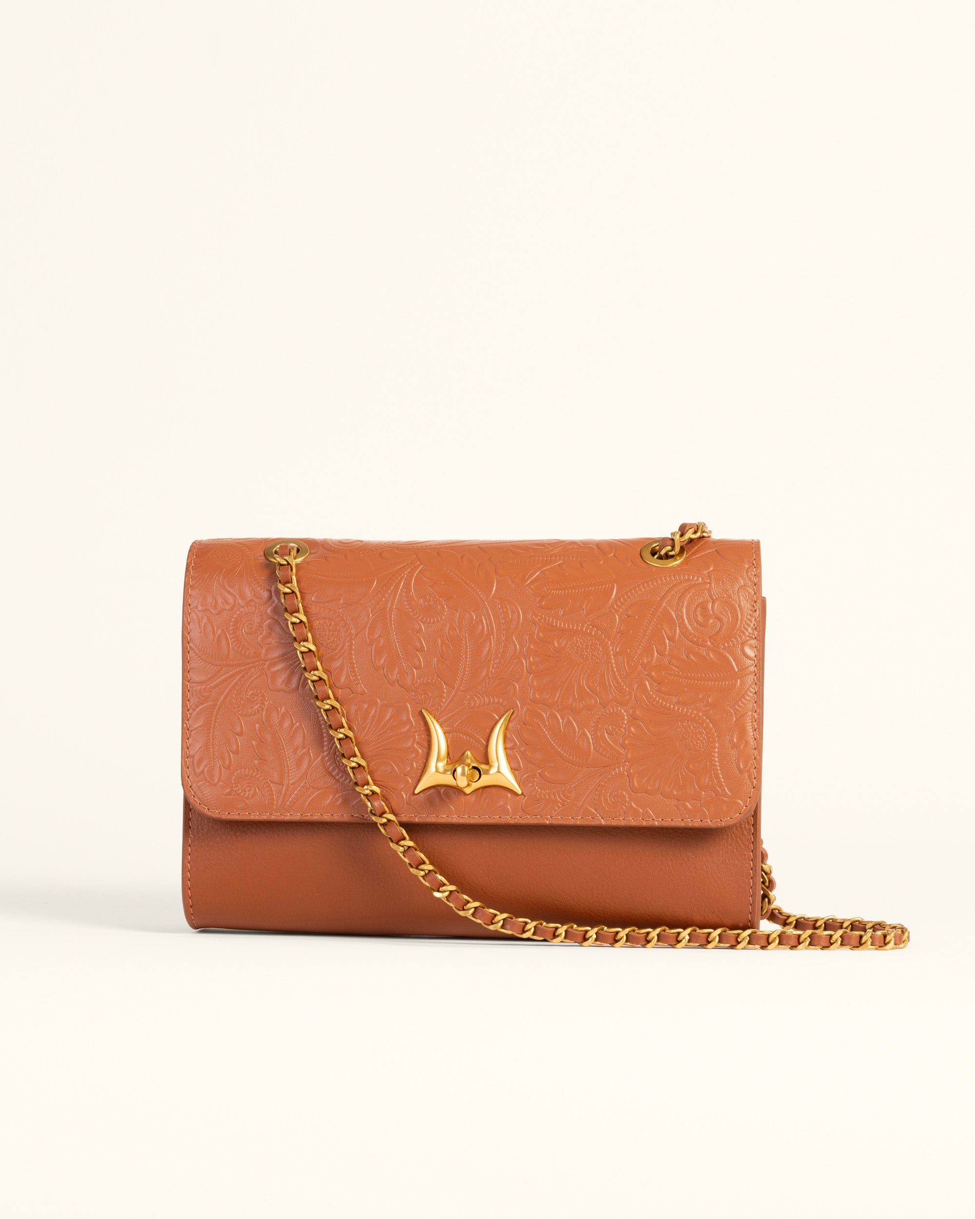 Loyal West Savi Small Embossed & Grained Leather Bag - Amber Glow