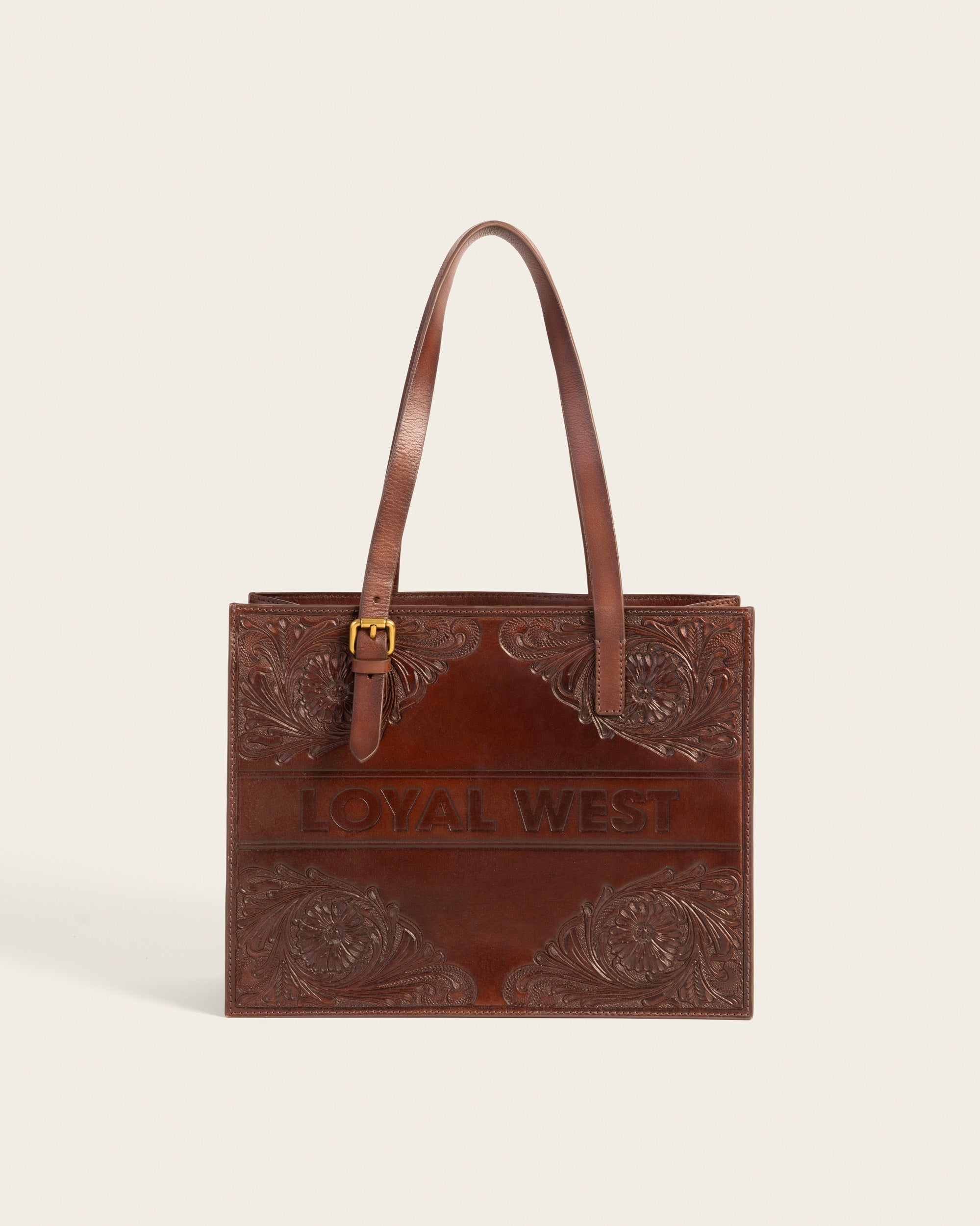 Loyal West Mivva Handtooled Medium Bag - Brunette Leather