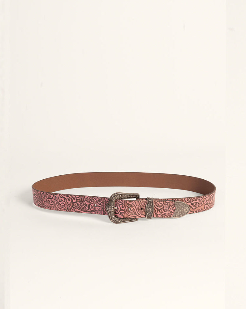 Loyal West Sophia Belt-Pink Floral Leather