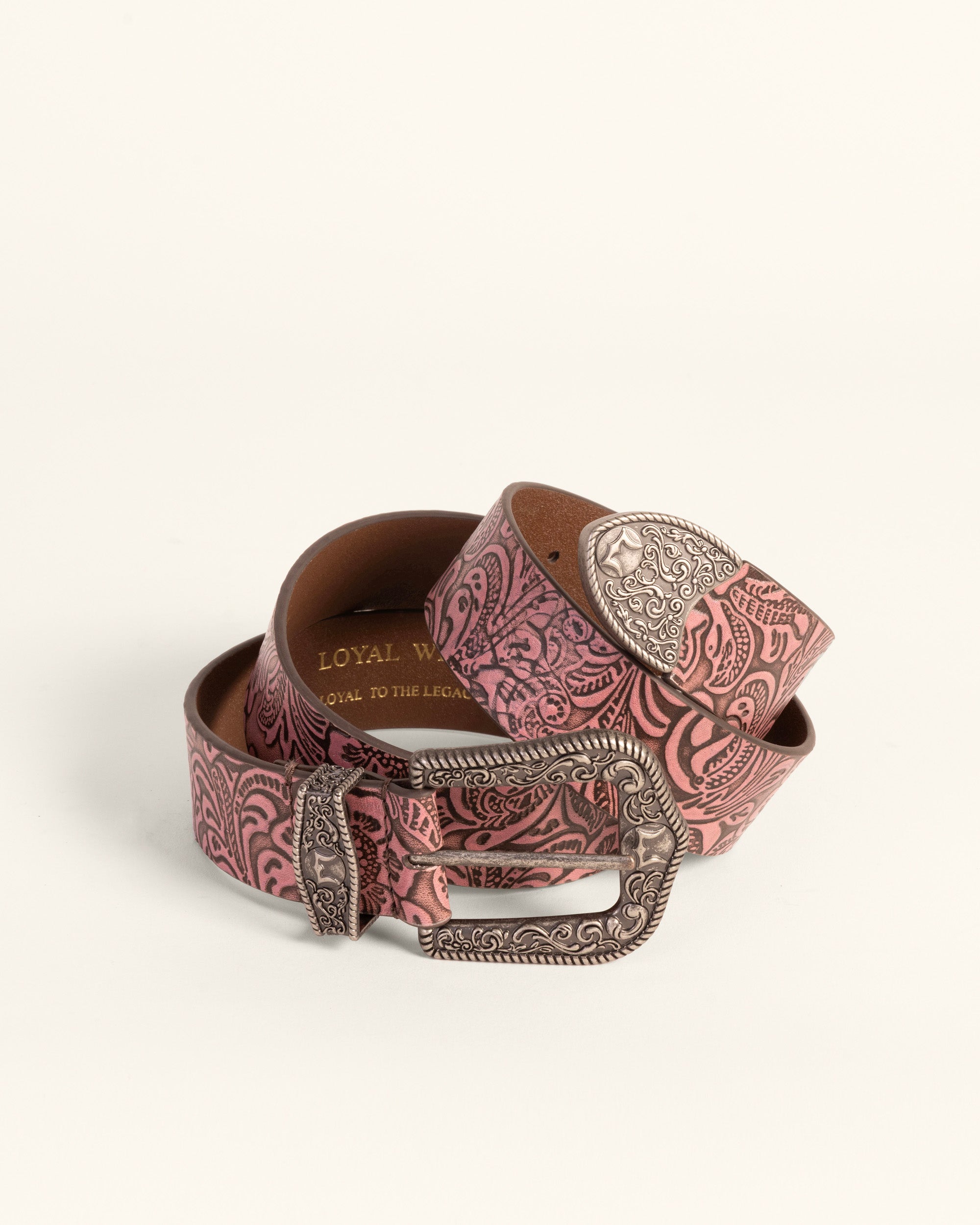 Loyal West Sophia Belt-Pink Floral Leather