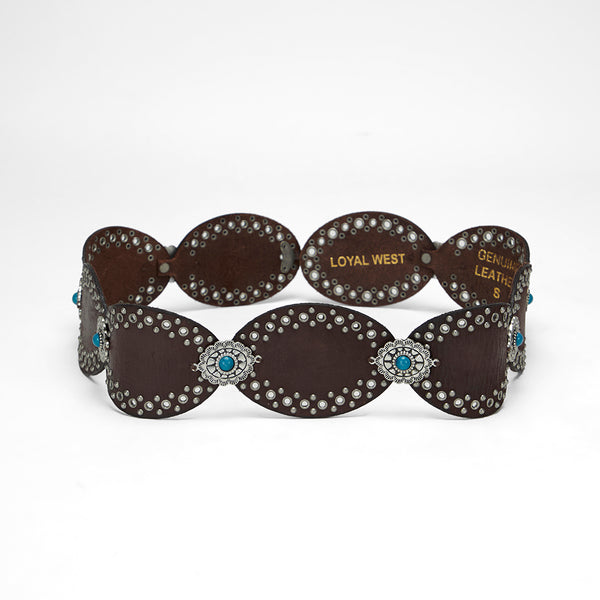 Loyal West Alta Buena Leather Belt In Calfskin-DARK BROWN - Myra USA