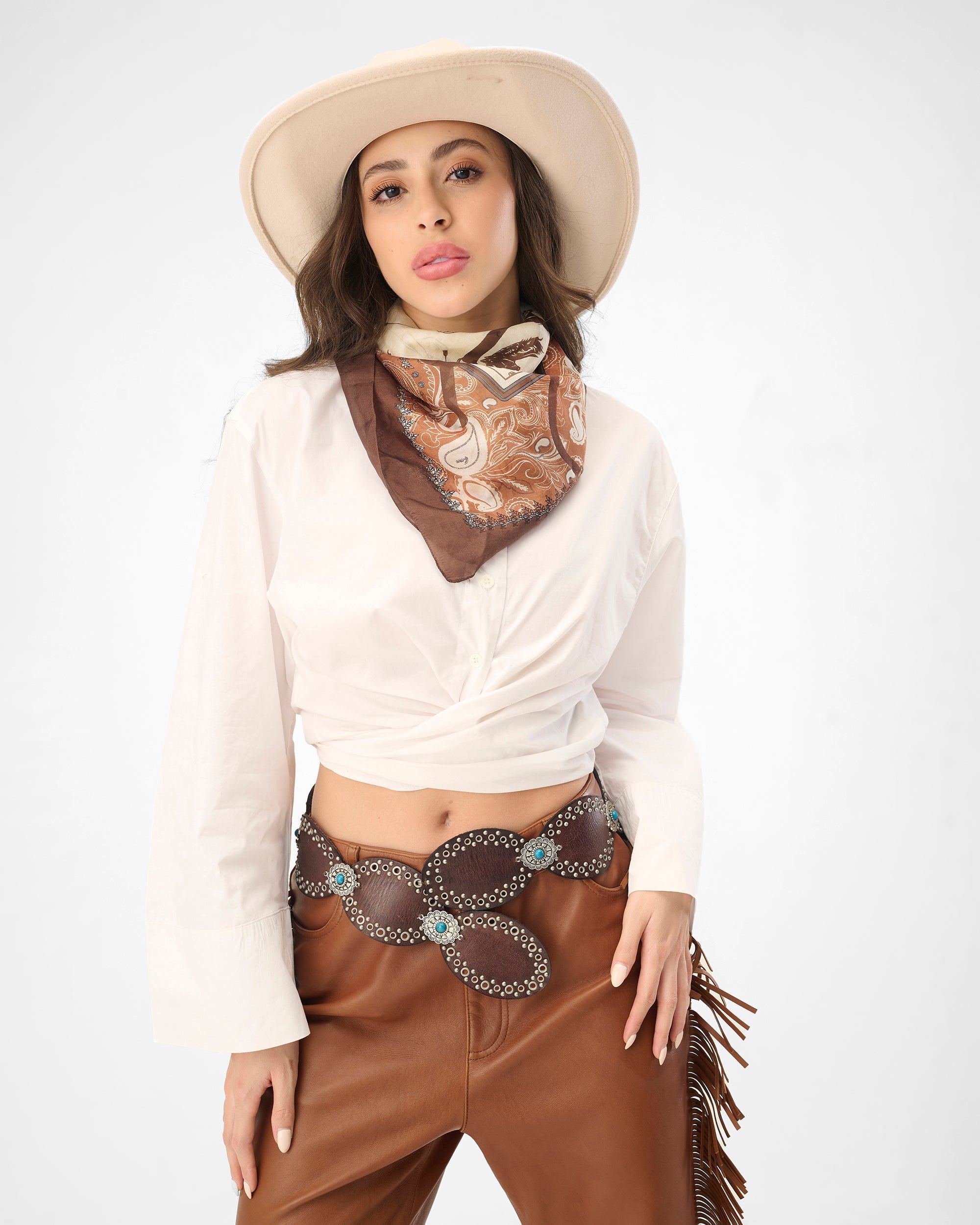 Loyal West Alta Buena Leather Belt In Calfskin-DARK BROWN - Myra USA