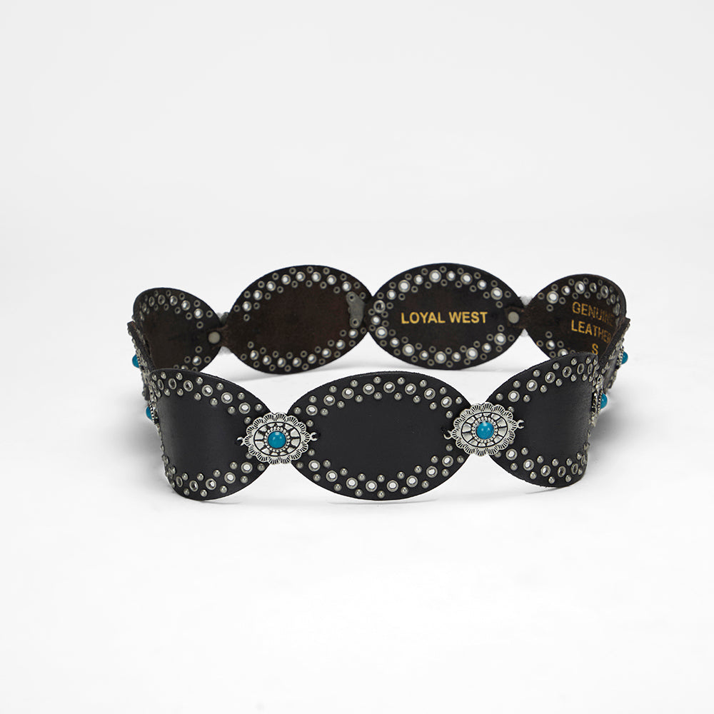 Loyal West Alta Buena Leather Belt In Calfskin-Black - Myra USA