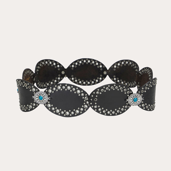 Loyal West Alta Buena Leather Belt In Calfskin-Black