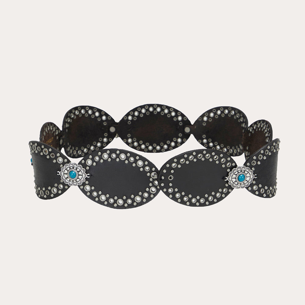 Loyal West Alta Buena Leather Belt In Calfskin-Black - Myra USA