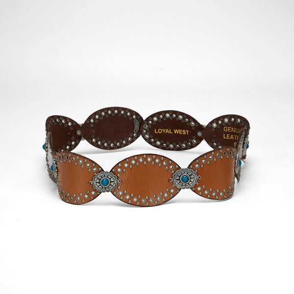 Loyal West Alta Buena Leather Belt In Calfskin-BROWN - Myra USA